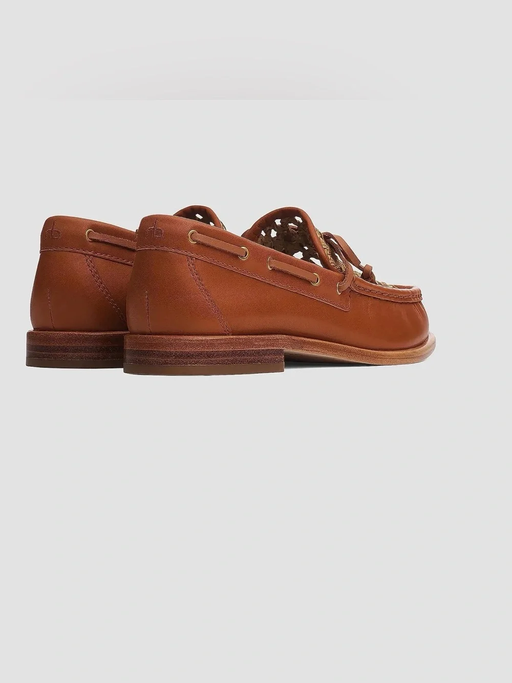 Rag and Bone women’s Carter Woven Leather Moccasin Loafer Boat Shoe Tan Brown